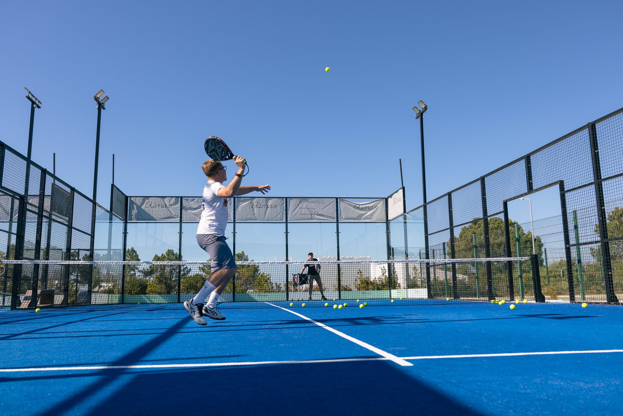 a Paddle tennis player in Aljezur portugal playing at the SW padel court near utopia hotel